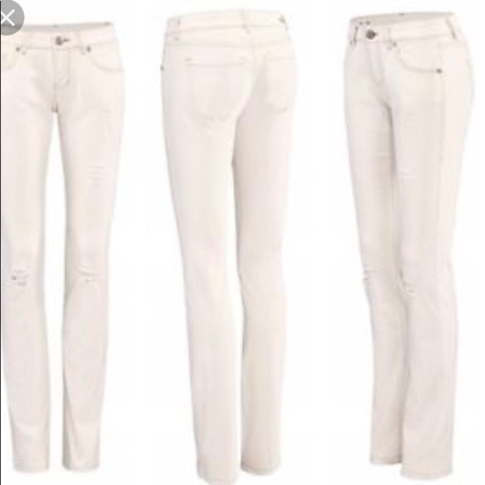 CAbi White Destructed Slim Boyfriend Jeans